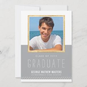 FOTO GRADUATE minimaler niedlicher Goldrahmen cool Einladung