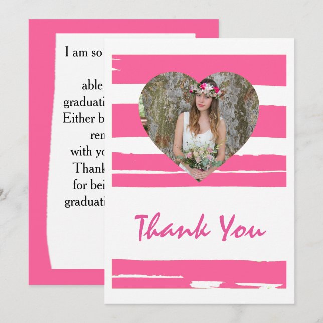 Foto Graduati in rosa und weiß Einladung (Vorne/Hinten)