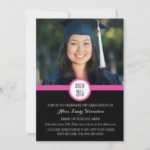 Foto Graduation Party Einladung Black Pink