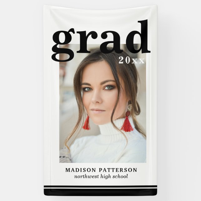 Foto Graduation Party Elegante Moderne Skripte Banner (Vertikal)
