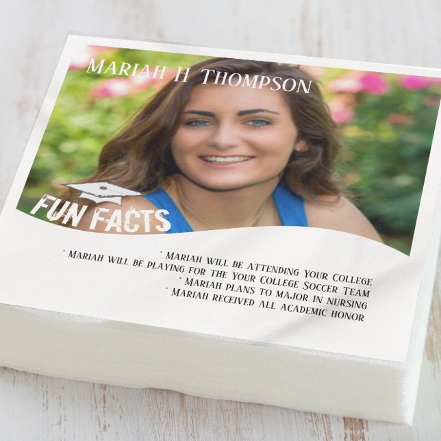 Foto Graduation Party Fun Fakten Custom Serviette (Von Creator hochgeladen)