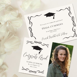 Foto Graduation Party für Schwarze und Weiße Mädch Einladung