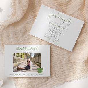 Foto Graduation Party Green & White Einladung