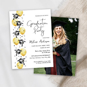 Foto Graduation Party Hats und Ballons Einladung