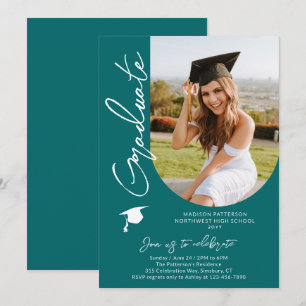 Foto Graduation Party Modernes, elegantes Skript Einladung