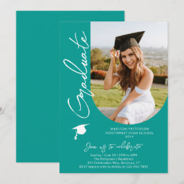 Foto Graduation Party Modernes, elegantes Skript Einladung