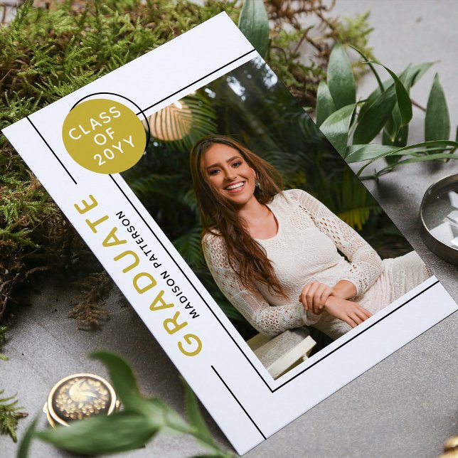 Foto Graduation Party Modernes Script Black Gold (Von Creator hochgeladen)