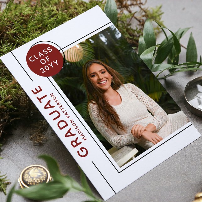 Foto Graduation Party Modernes Script Burgundy (Von Creator hochgeladen)