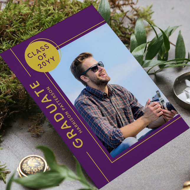 Foto Graduation Party Modernes Script Lila Gold (Von Creator hochgeladen)