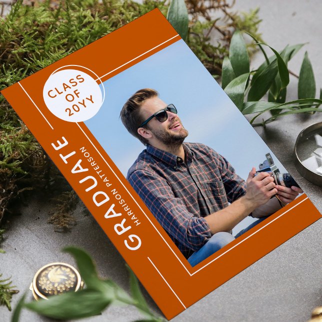 Foto Graduation Party Modernes Script Orange White (Von Creator hochgeladen)