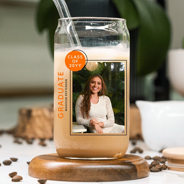 Foto Graduation Party Modernes Script Schwarz Oran Dosenglas (Von Creator hochgeladen)