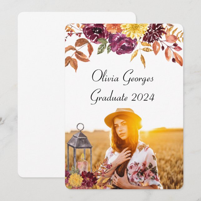 Foto-Graduiertenkarte Einladung (Vorne/Hinten)