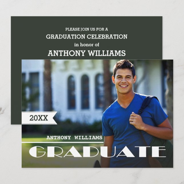 Foto-Graduierungspartei Einladung (Vorne/Hinten)