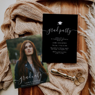 Foto-Graduierungspartei für Handschrift Einladung