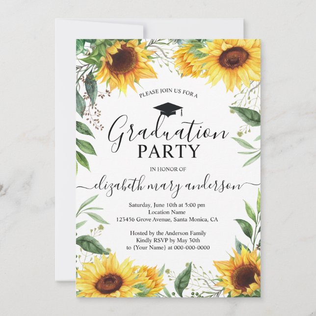 Foto-Graduierungsparty für Sonnenblumen (Rückseite)