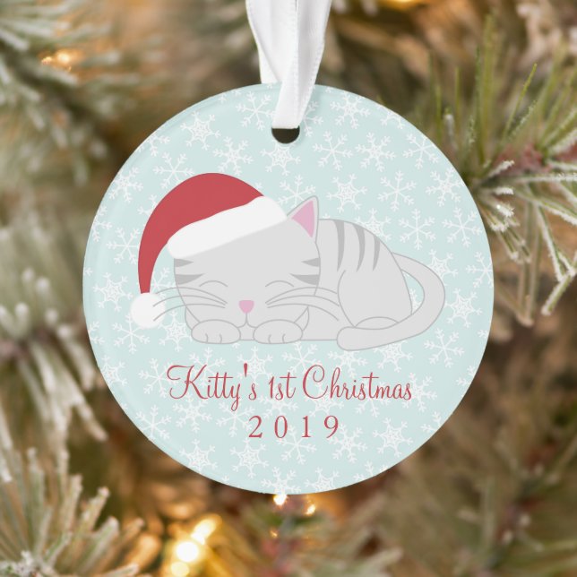 Foto Grau Katze Weihnachten Ornament (Baum)