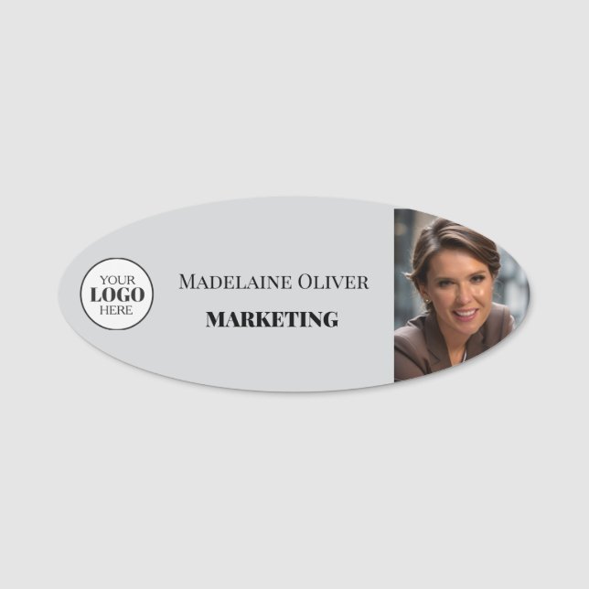 Foto Grau Logo für Mitarbeiter Namensschild (Vorderseite)