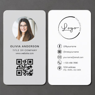 Foto Grau QR Code Visitenkarte