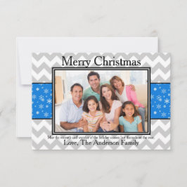 Foto Grau Zickzack Blue Snow - 3x5 Weihnachtskarte Einladung