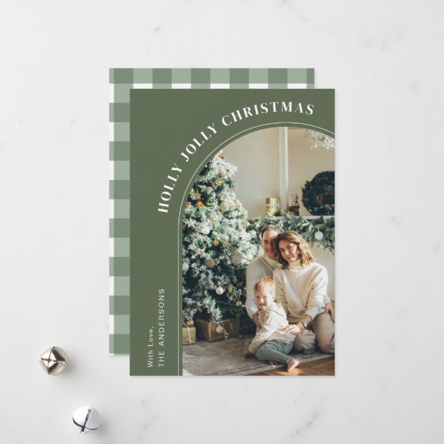 Foto "Green and White Simple Family" Weihnachten (Vorderseite/Rückseite Beispiel)