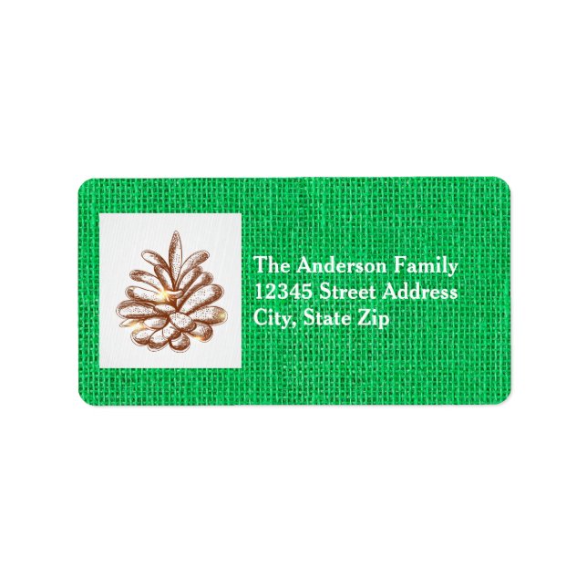 Foto "Green Burlap Pinecones" - Adressetikett (Vorne)