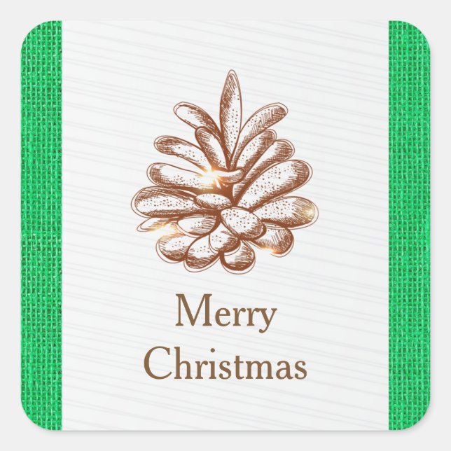 Foto "Green Burlap Pinecones" - Aufkleber auf dem  (Vorderseite)