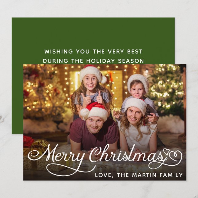 Foto Green Frohe Weihnachtskarte Ankündigung (Vorne/Hinten)