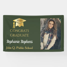 Foto Green Gold Glückwunsch Graduate Name | Schule Banner