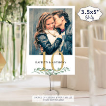 Foto Greenery Gold Wedding Tischnummer Sign