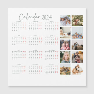 Foto Grid 2024 Kalenderfamilie Magnetkarte