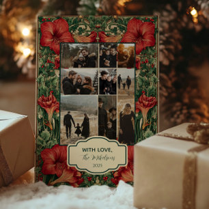 Foto Grid Vintag Red Amaryllis Botanical Christm Feiertagskarte