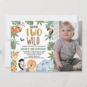 Foto Grün Braun Geboren um Wild zu sein 2. Geburts Einladung