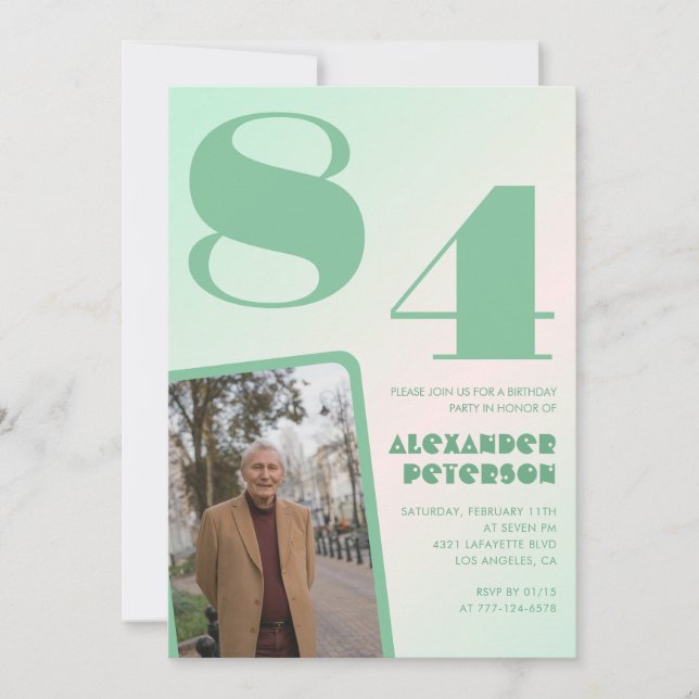 Foto Grüner Gradient 84. Geburtstag Einladung (Vorderseite)
