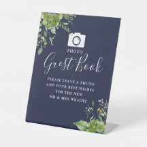 Foto Guest Book Greenery Navy Blue Wedding