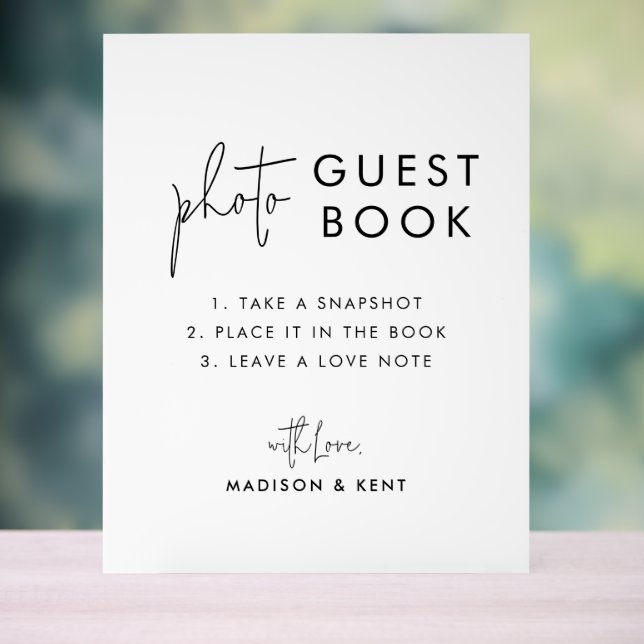 Foto Guest Book White Wedding Acrylschild (Neutral)
