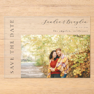 Foto H MOD Einfache Save-the-Date-Karte Acryleinladungen