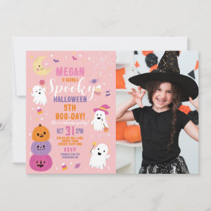 Foto Halloween Girls Party Pumpkin Einladung