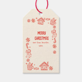 Foto Hand Drawn Red Doodle Whimsical Weihnachten Geschenkanhänger