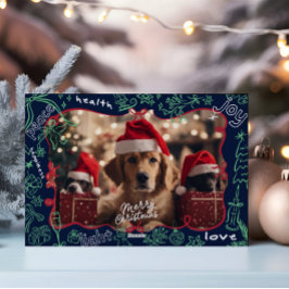 Foto Hand gezogen Frohe Weihnachtskarte Feiertagskarte