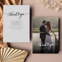 Foto Hand Lettered Elegant Wedding Dankeschön Card