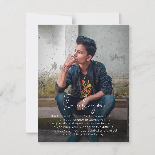 Foto Handgeschriebene Beerdigung Dankeschön Karte (Vorderseite)