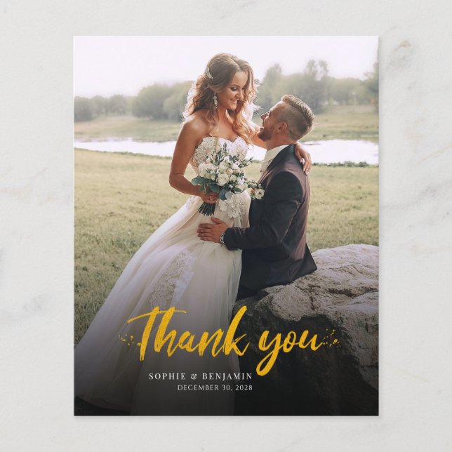 Foto handgeschriebene Hochzeit Dankeschön-Karte (Vorderseite)