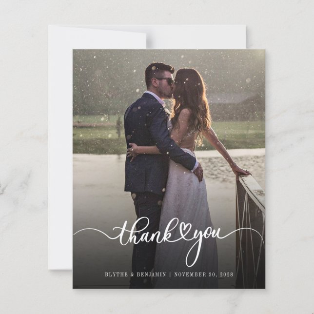 Foto handgeschriebene Hochzeit Dankeschön-Karte (Vorderseite)