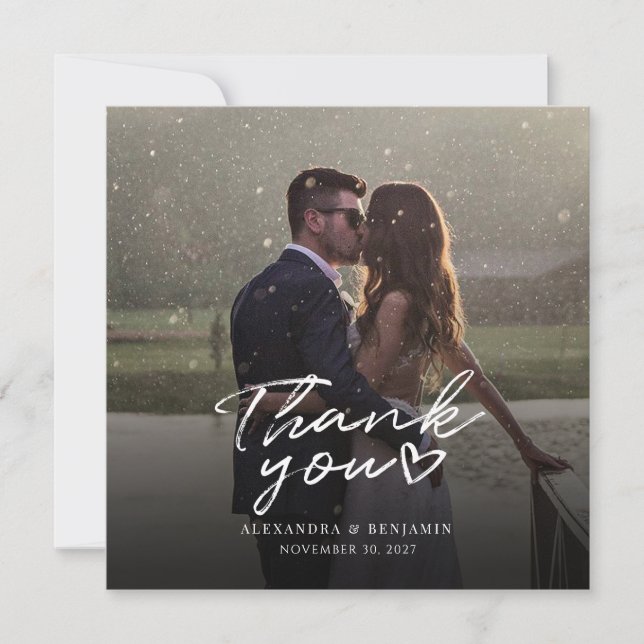 Foto handgeschriebene SkriptWedding Vielen Dank Mitteilungskarte (Vorderseite)