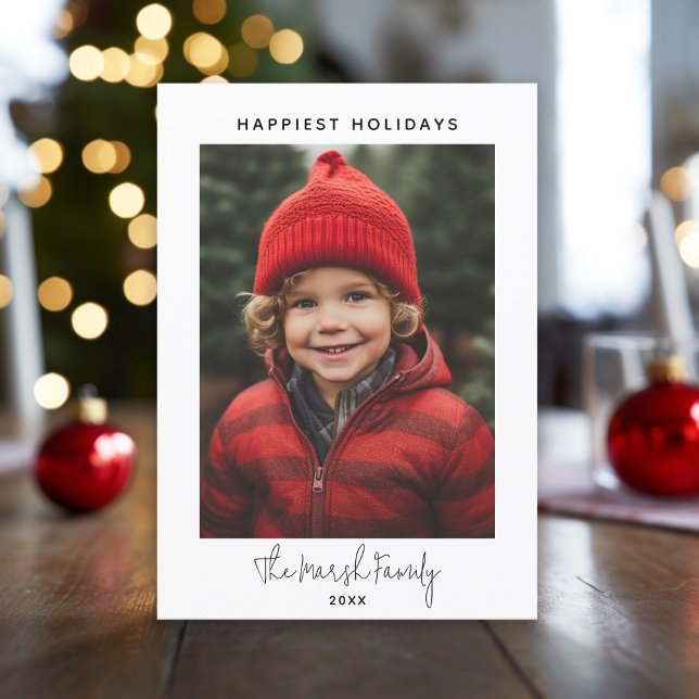Foto Handgeschriebene Weihnachten - Moderne Boho D (Boho Dots Christmas Cards - The front is a simple, minimal photo design with a white border.)