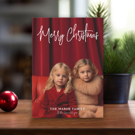 Foto - Handgeschriebenes frohe Weihnachten Rot Kar