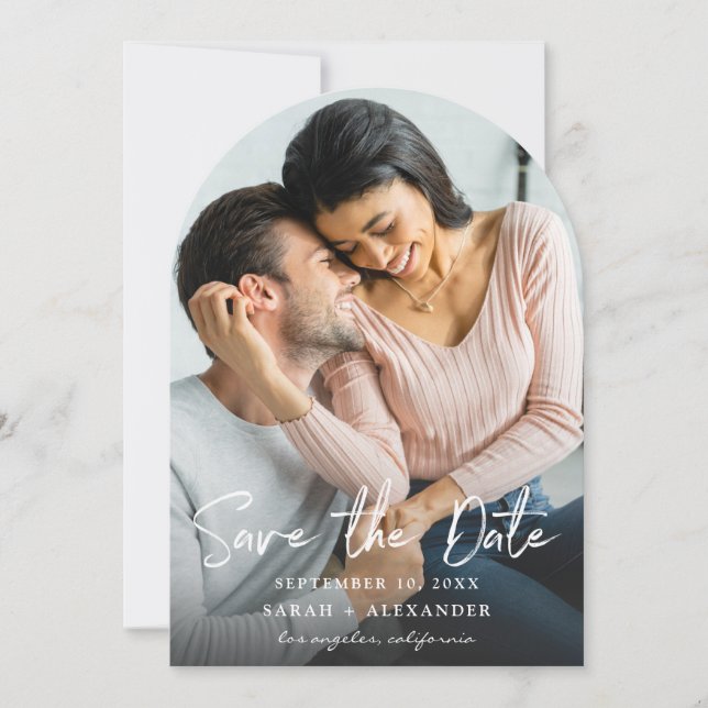 Foto - Handschrift 2 Vertikal Save the Date Einladung (Vorderseite)
