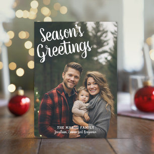 Foto Handschriftliches Aqua Kariert Weihnachtsgrüß Feiertagskarte