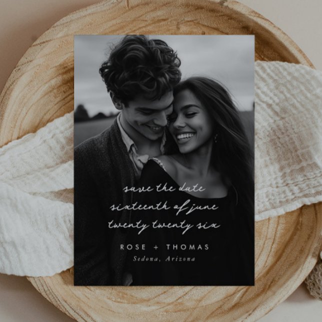 Foto Handschriftliches Skript Save-the-Date Save The Date (Zazzle Photo Handwritten Script Save the Date)