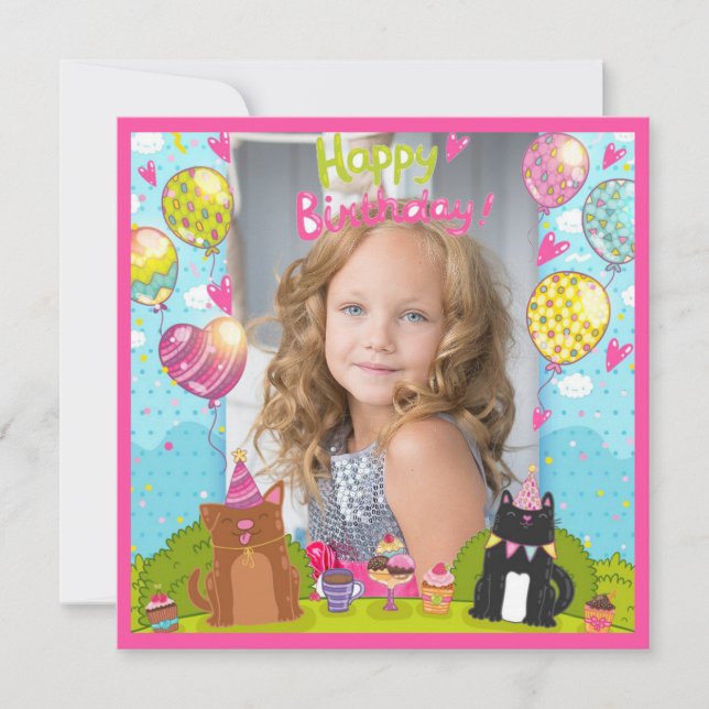 Foto Happy Birthday für Young Girl Square Karte (Vorderseite)
